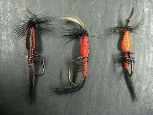 TRU FLY HANK ROBERTS RED DOMINO WOVEN BODY 3 FLY FISHING FLIES on PopScreen