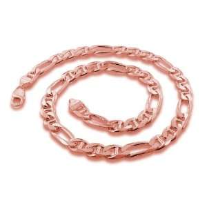  14K Rose Gold Plated Sterling Silver 22 Figaro Chain 14 