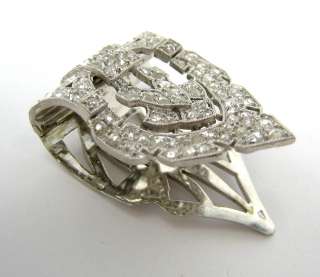 Superb French Art Deco 2.50ct Old Cut Diamond Filigree Platinum Clip 