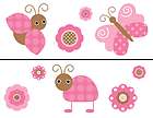 BUTTERFLY LADYBUG PINK BABY WALL BORDER STICKERS DECALS