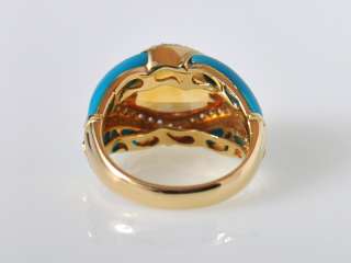 Gadi 18K Yellow Gold Citrine Turquoise Diamond Ring  