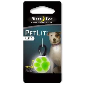  Nite Ize PetLit LED Collar Light White LED   Paw Green 
