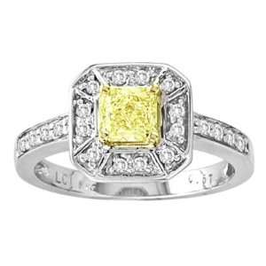  0.78cttw Natural Fancy Yellow Diamond Fashion Engagement Ring 