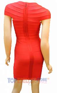 MIRANDA RED CAP SLEEVE BODYCON BANDAGE DRESS XS S M L  