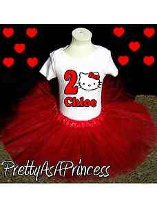 BIRTHDAY HELLO KITTY TUTU OUTFIT RED DRESS AGES 1 5  