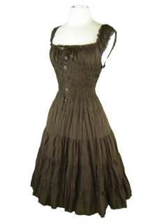 Vintage Style CHOCOLATE BROWN PINUP Off the Shoulder PEASANT Sun Dress 