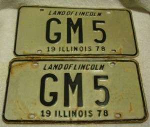 1978 ILLINOIS CAR LICENSE PLATES #GM 5 PAIR  