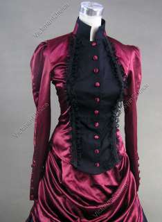 Victorian French Bustle Satin Gothic Dress Ball Gown Cosplay 139 L 