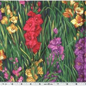   Wide Flower of the Month August 07 Gladiolas Garden Fabric By The Yard