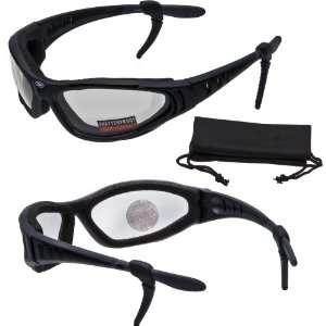   Motorcycle Sunglasses, FREE Rubber EAR LOCKS   Gloss Black Frame