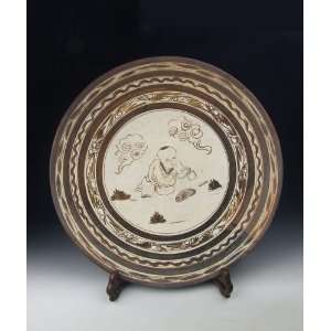  one Cizhou Ware Porcelain Plate With Boy Playing With 