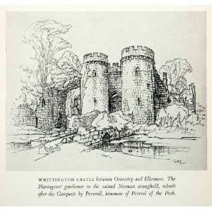  1950 Print Whittington Castle Shropshire England Historic 