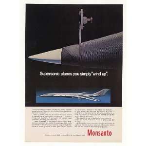  1969 Supersonic Airplane Monsanto Filament Tape Print Ad 