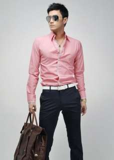 CT59 New Mens Fashion Casual Slim Fit Stylish Dress Shirts 3ColorGREY 