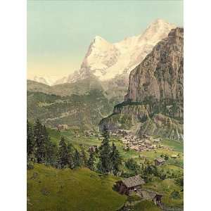 Vintage Travel Poster   Mount Eiger and Monch Murren Bernese Oberland 