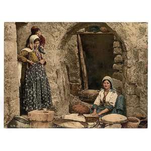 Photochrom Reprint of Syrian peasant making bread, Holy Land