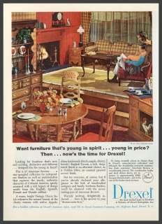 1965 DREXEL FURNITURE AD~American Revue Dining Room  