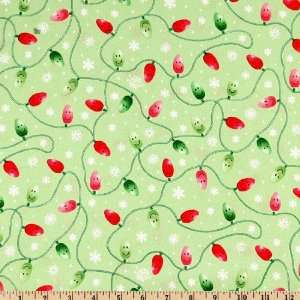   Christmas Lights Light Green Fabric By The Yard Arts, Crafts & Sewing
