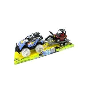  Toy sports vehicle with hauler and forklift   Pack of 4 