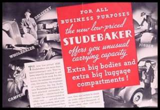 1936 Studebaker Business Coupe Brochure, Original Xlnt 36  