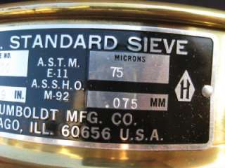   Standard Sieve No. 200 75 microns 0.0029 in. .075 mm Humboldt 326