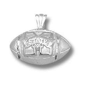 Mississippi State Bulldogs Solid Sterling Silver M Logo Football 