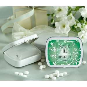   Swirls Design Personalized Glossy White Hinged Mint Bo (Set of 24