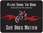 Motorcycle Car Magnet Sign Biker SHARE THE ROAD SIZE MATTERS Magnetic 