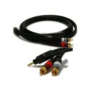   Mini 3.5mm 1/8 Stereo Audio Patch Cable to Dual RCA plugs Car