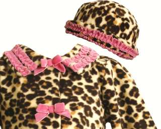 NEW Girls CHEETAH ROSE Size 6 Dress Coat & Hat Clothes NWT  