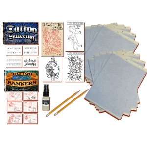  3 Tattoo Books (Lettering, Banners and Classic) Stencil 