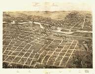 Birds eye view of Manteno, Kankakee County, Illinois 1869. Drawn 