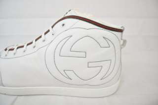 GUCCI LACE UP SNEAKERS SIGNATURE WHITE HIGH TOP us sz 13 $495 (GG232 