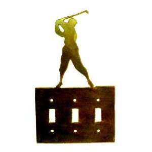    Golfer Triple Toggle Metal Switch Plate Cover