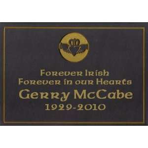  Gaelic Grey Stone Memorial Plaque with Gold Patio, Lawn 