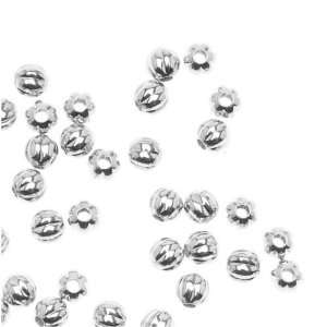  Silver Plated Fluted Corrugated Round Metal Beads 2.4mm 