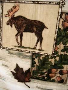 Fabric Shower Curtain TIMBER RIDGE North Woods Moose Bear Brown Beige 