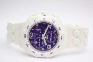 New Swatch Purple Purity Chronograph Date White Watch 45mm SUIW404 $ 
