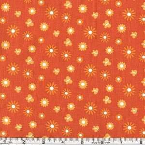  45 Wide XOXOXO The Cat Posies Orange Fabric By The Yard 