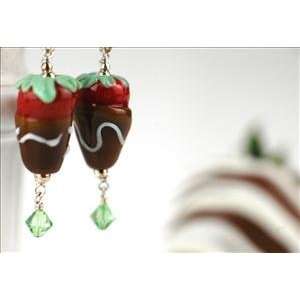 Glass Strawberry Earrings with 6 Berries  Grocery 