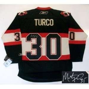 Marty Turco Signed Jersey   Chicago Blackhawks Rbk 3rd