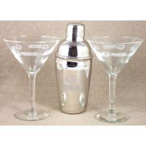   Bay PACKERS Martini Gift Set 2 Glass & Shaker New