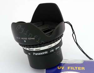 Adapter Tube + hood + Cap UV 4 Panasonic LX3 LX 3 52mm  