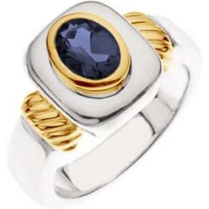  Sterling Silver and 14K Yellow Gold Iolite Ring Jewelry
