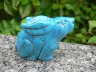Hand Carved 37mm High Turquoise Jasper Gemstone Rabbit Figurine S6089 