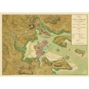  BOSTON & ENVIRONS MASSACHUSETTS (MA) 1776 MAP