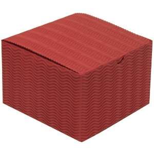  6 x 6 x 4 Red Corrugated Wave Gift Box   Sold individually 