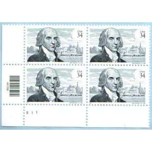 JAMES MADISON ~ U.S. CONSTITUTION ~ BILL OF RIGHTS #3545 Plate Block 4 