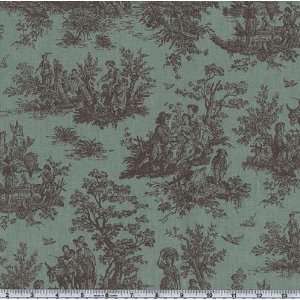  54 Wide Jamestown Toile Brown/Harbor Fabric By The Yard 