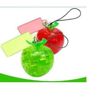   red apple sharp mini 3d crystal puzzle with keychain Toys & Games